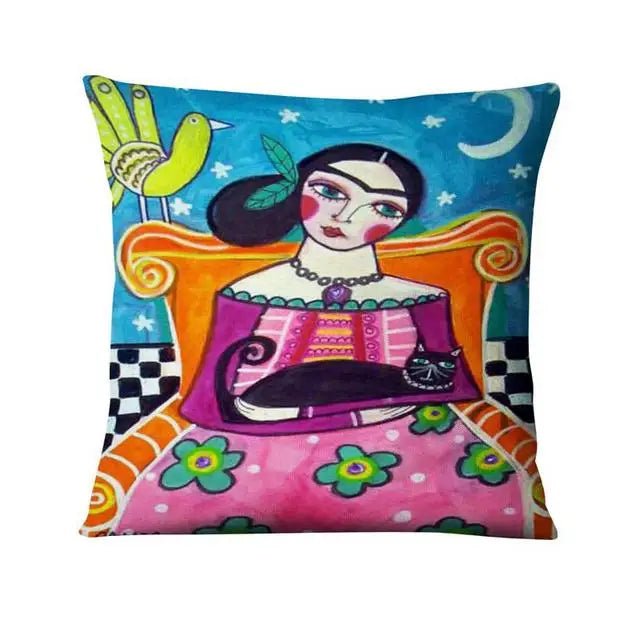 Mexican Girl Painting Pillow | by Anwer Fancy | Worldwide Shipping