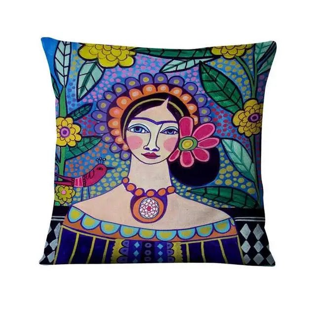 Mexican Girl Painting Pillow | by Anwer Fancy | Worldwide Shipping