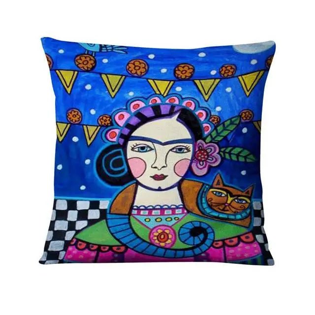 Mexican Girl Painting Pillow | by Anwer Fancy | Worldwide Shipping