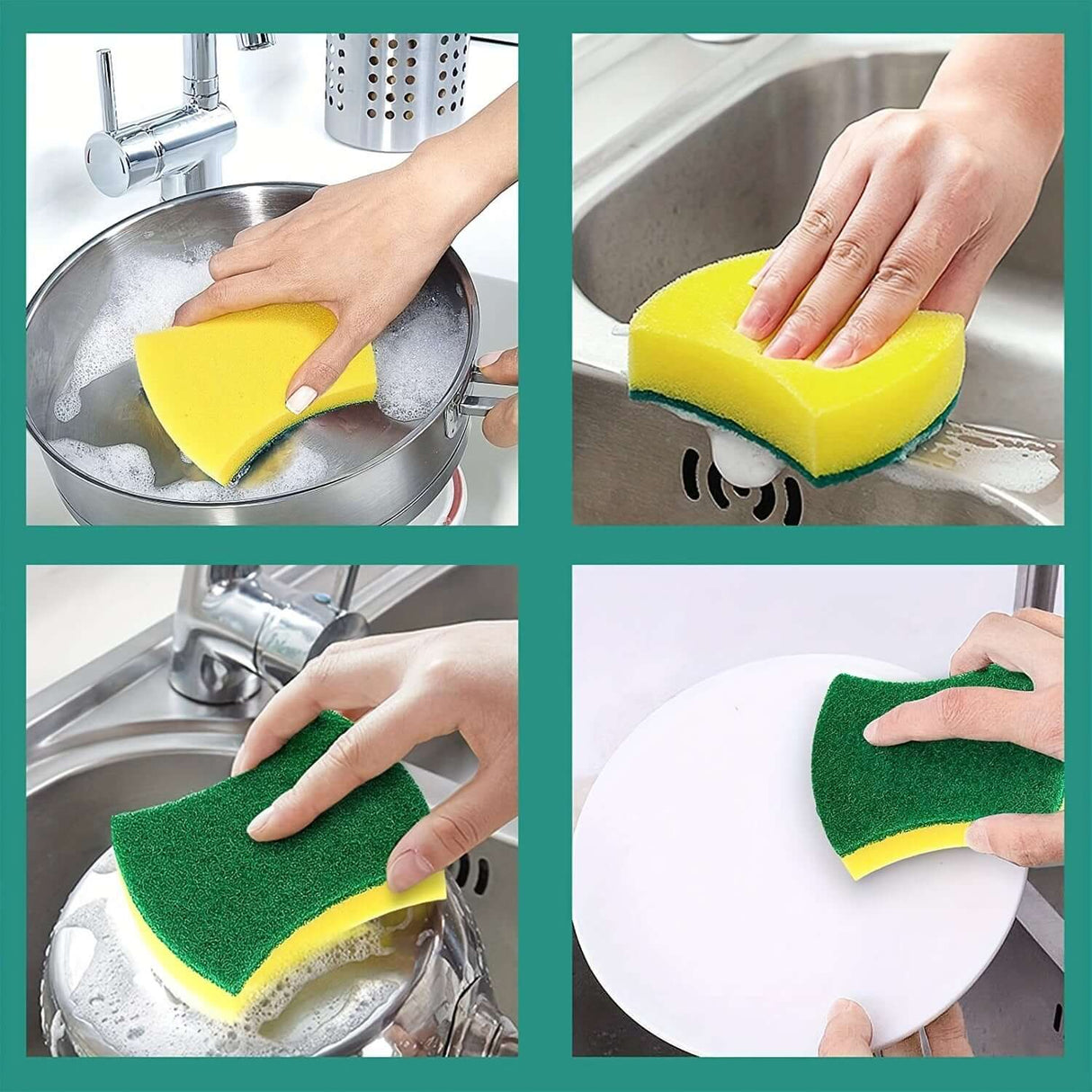 Multifunctional cleaning sponge in action, showcasing super absorbent capabilities for kitchen use.