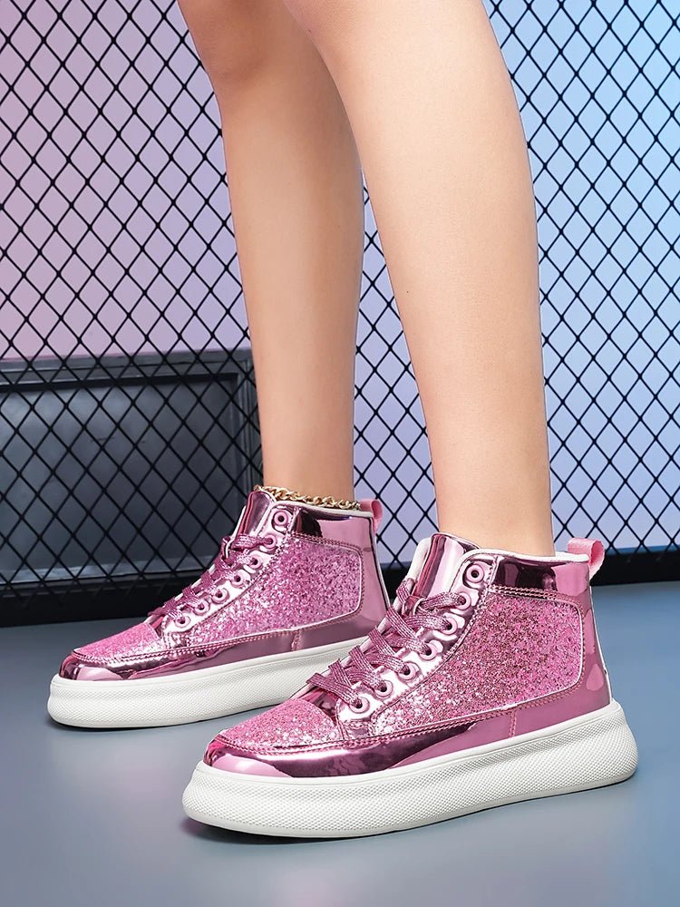 Pink Bling High Top Fashion Skate Shoes | by Anwer Fancy | Worldwide Shipping