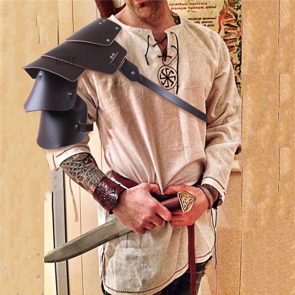 Retro Medieval PU Leather Shoulder Armor | by Anwer Fancy | Worldwide Shipping