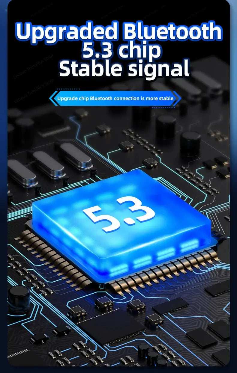 Upgraded Bluetooth 5.3 chip image showcasing stable signal technology and enhanced wireless connectivity.