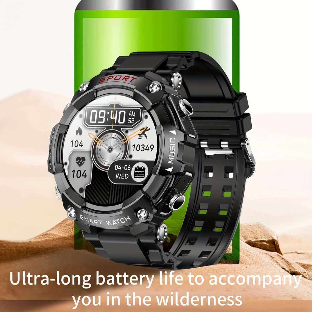 ZSVE Mart sports watch with ultra-long battery, heart rate tracker, and rugged design for outdoor adventures.