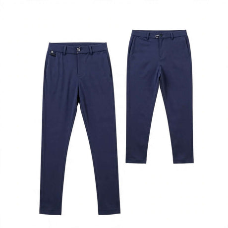 Women's skinny-fit pants in navy, featuring a sleek design and stylish waistband for a flattering look.