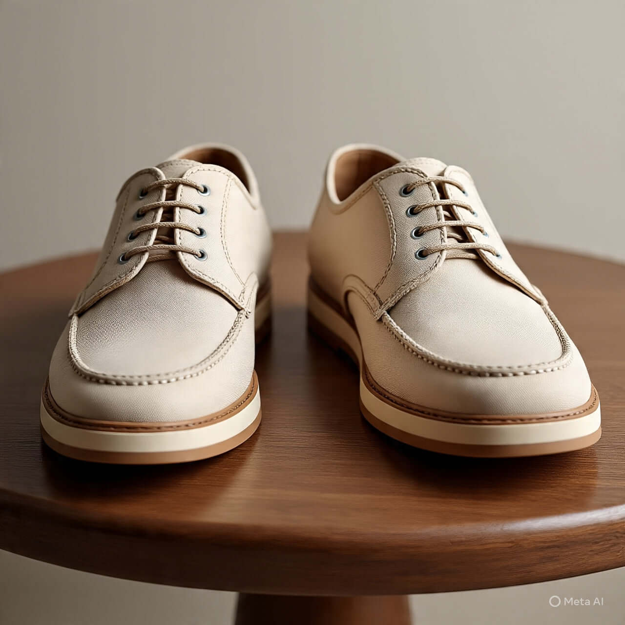 Stylish men's canvas shoes displayed on a wooden table, ideal for casual and smart-casual outfits.