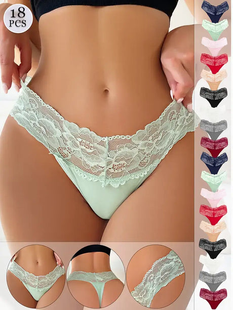 Women's lace panties collection featuring mint green and various colors, highlighting comfort and style.