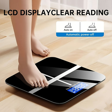 Electronic scale with LCD display and clear readings, featuring automatic power-off for energy efficiency.