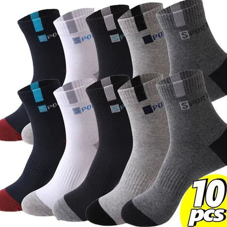 10 Pairs Men’s Breathable Striped Sports Socks | Men's Socks & Hosiery by Anwer Fancy | Worldwide Shipping