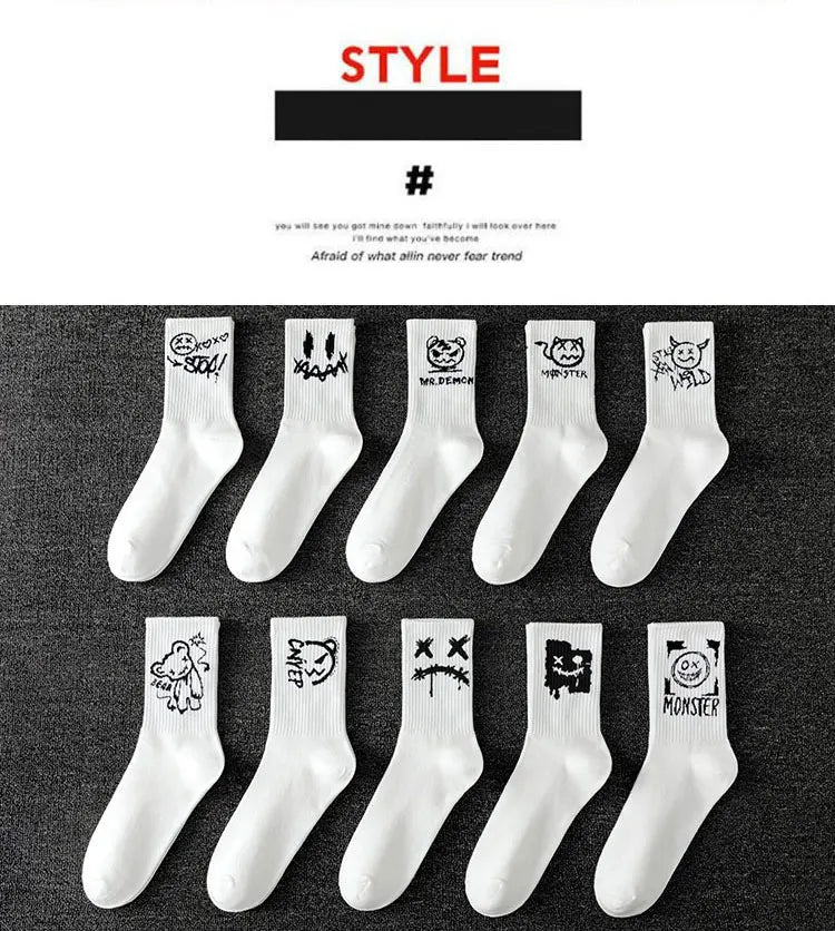 10 Pairs Men’s Ghost Graffiti Sports Socks | Men's Socks & Hosiery by Anwer Fancy | Worldwide Shipping