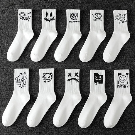 10 Pairs Men’s Ghost Graffiti Sports Socks | Men's Socks & Hosiery by Anwer Fancy | Worldwide Shipping