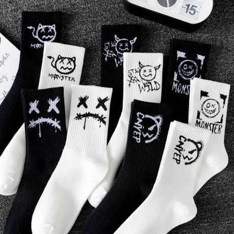 10 Pairs Men’s Ghost Graffiti Sports Socks | Men's Socks & Hosiery by Anwer Fancy | Worldwide Shipping