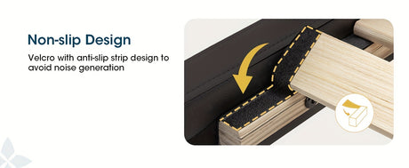 WEEWAY modern platform bed frame non-slip design featuring Velcro with anti-slip strip to minimize noise.