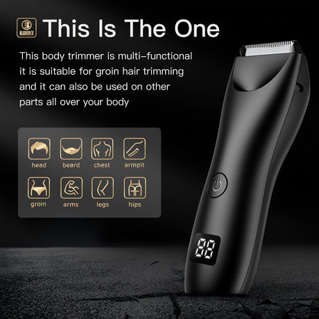 Professional body hair trimmer, multi-functional for head, beard, chest, armpit, groin, arms, legs, and hips.
