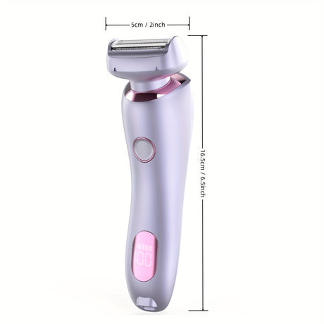 Rechargeable electric shaver for women with stainless steel blades and USB charging, ergonomic design.