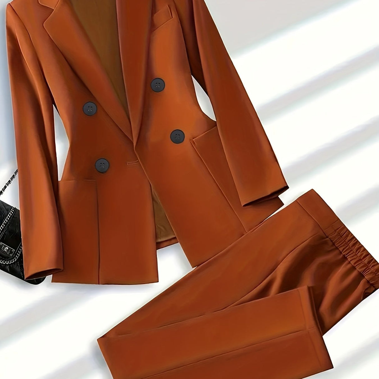 VNeckSet™ – Blazer & Pants Combo (Solid Color, Button Detail, All-Season Style)