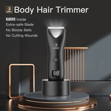Professional body hair trimmer with extra-safe blade and no cutting wounds, designed for safe grooming.