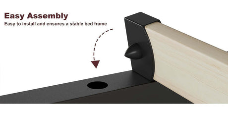 Close-up of bed frame corner demonstrating easy assembly for a stable and durable design.