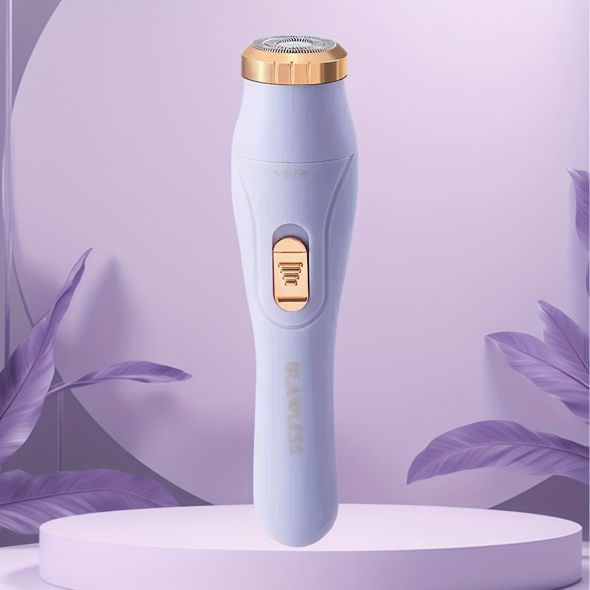3-in-1 women's electric shaver kit in pastel blue for smooth grooming, featuring rechargeable battery and USB power.