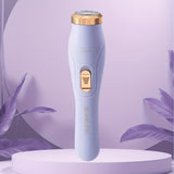 3-in-1 women's electric shaver kit in pastel blue for smooth grooming, featuring rechargeable battery and USB power.