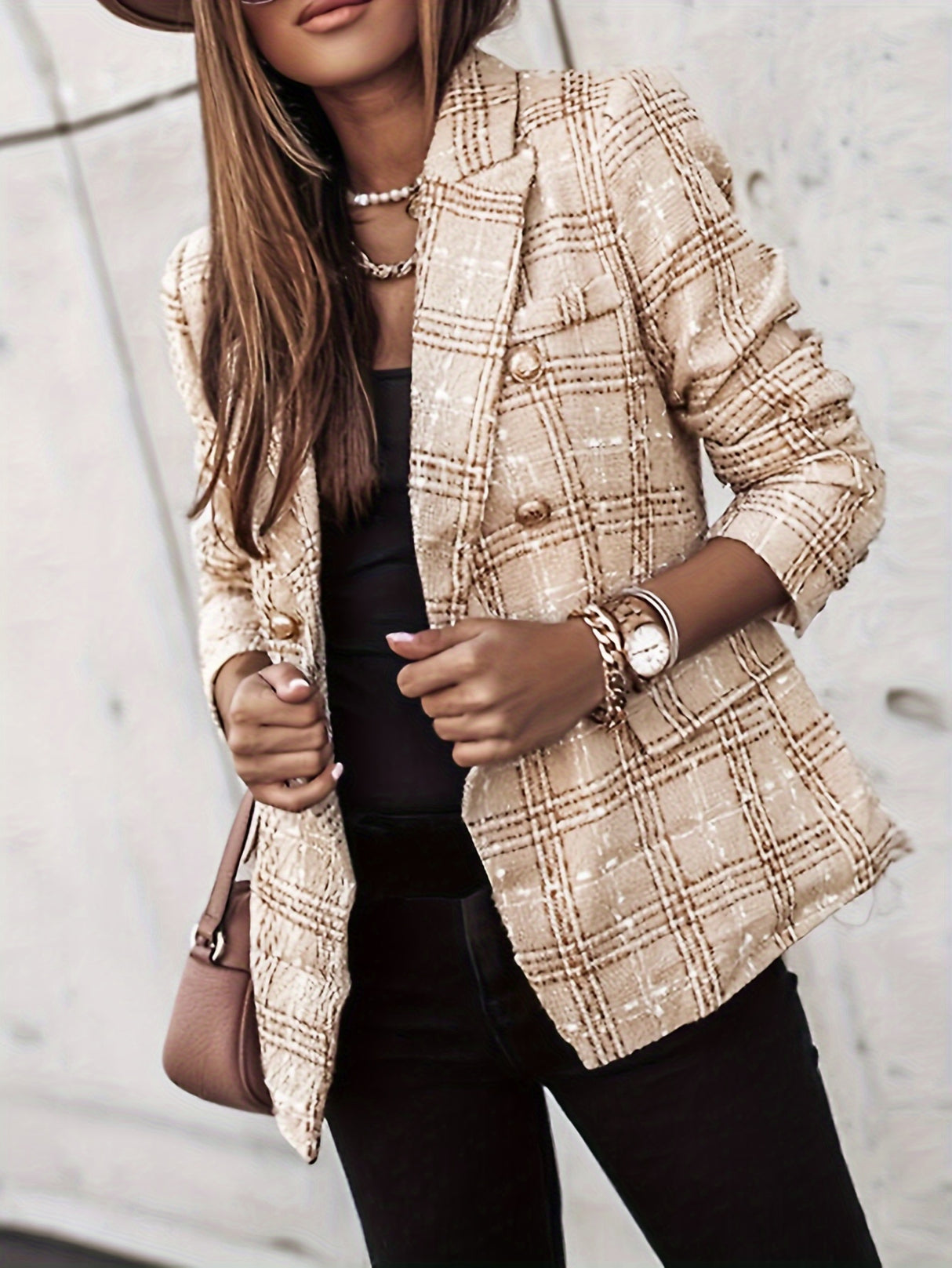 PlaidFlair™ – Luxury Winter Blazer (Elegant Plaid, Casual Office Look)