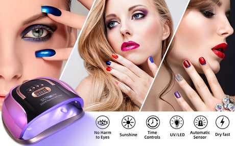 Nail curing light with digital display, for UV/LED nail drying and quick curing, suitable for home and salon use.