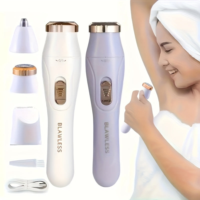 3-in-1 Women's Electric Shaver Kit for smooth grooming, USB powered, rechargeable battery, perfect for underarm use.