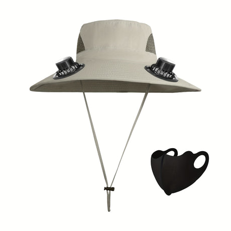 Men's adjustable fan hat with dual fans and breathable design, perfect for outdoor activities.