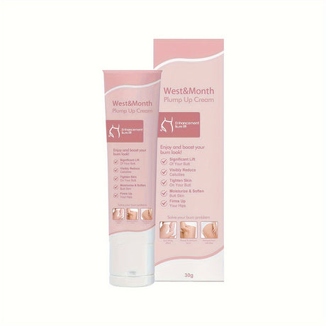 West&Month Plump Up Cream tube and box for boosting and moisturizing skin, enhances firmness and texture.