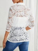 Sheerlace™ – Open Front Lace Blazer (Elegant 3/4 Sleeve, Sheer Look, Washable)