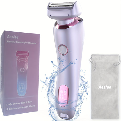 Rechargeable Electric Shaver for Women by Aesfee, stainless steel blade, USB charging, wet and dry use, smooth shave.