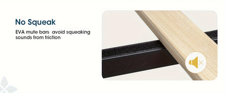 WEEWAY platform bed frame feature showcasing EVA mute bars that prevent squeaking sounds from friction.