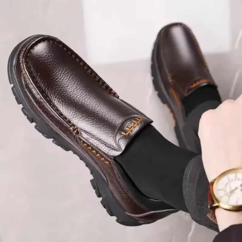 Men Handmade Thick Sole Leather Loafers