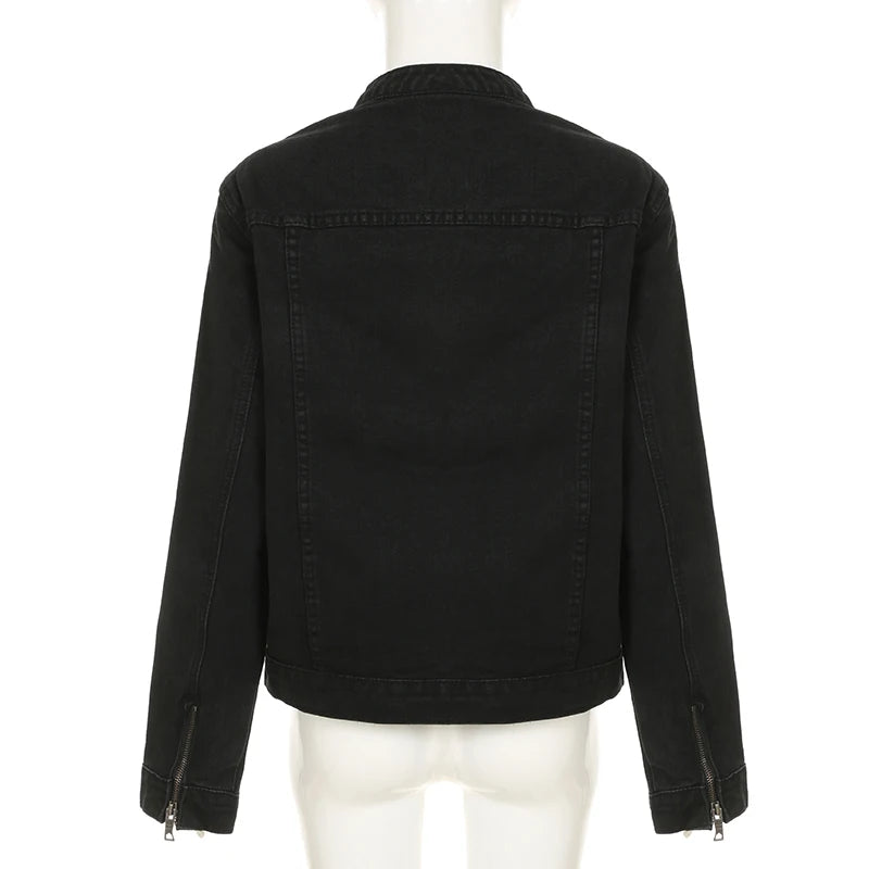 Rockmore Women’s Double Zipper Denim Jacket