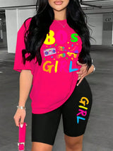Women Color Print T-Shirt & Shorts Set
