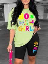Women Color Print T-Shirt & Shorts Set