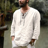 Men’s Plus Size V-Neck Linen Top