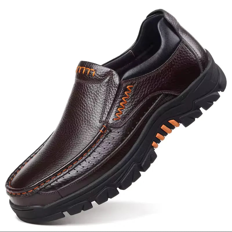 Men Handmade Thick Sole Leather Loafers