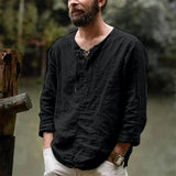 Men’s Plus Size V-Neck Linen Top