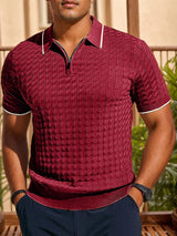 Men Half Zip Lapel Knit Sweater