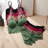 Women 4PCS Lace Lingerie Set
