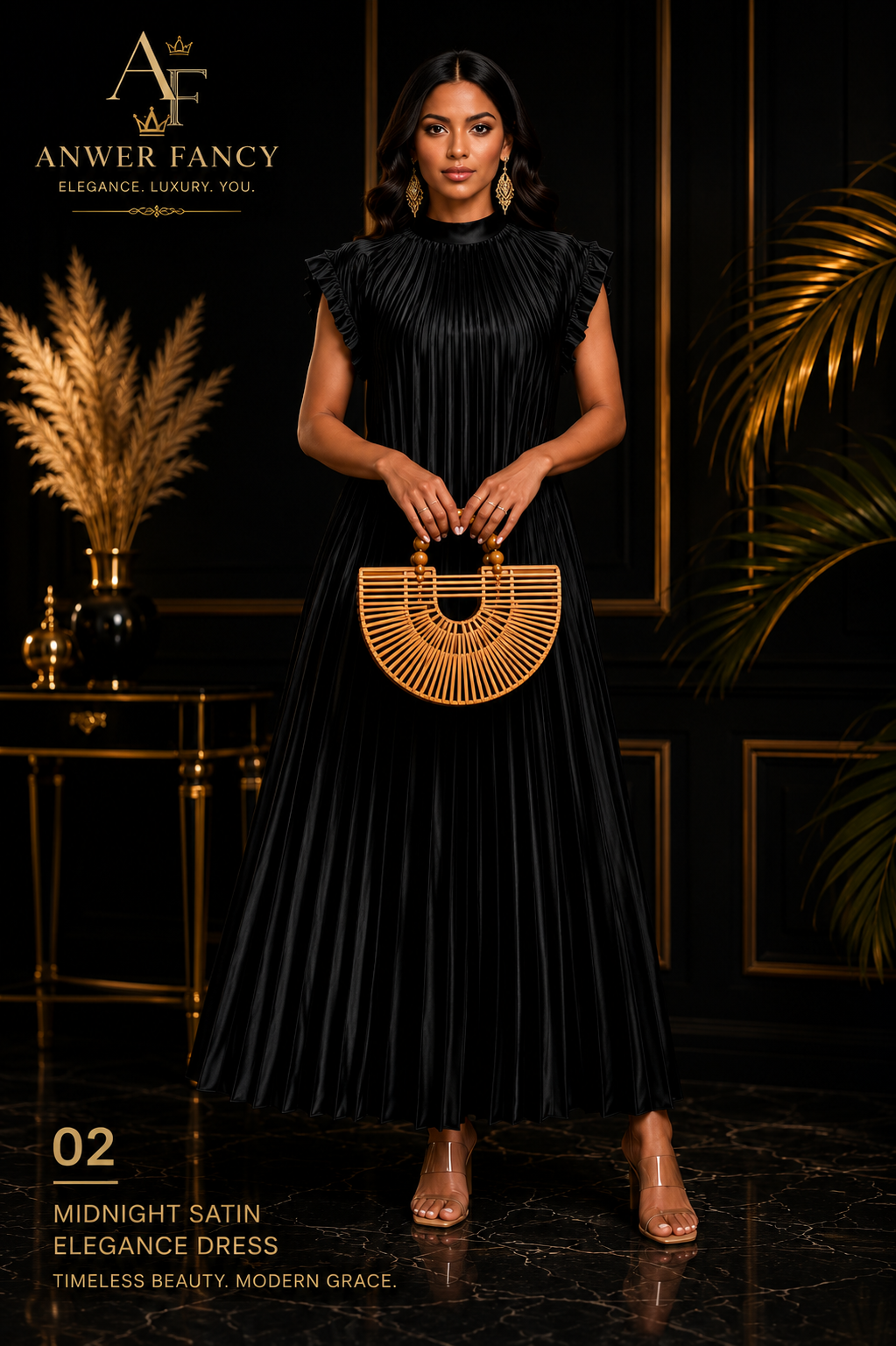 Midnight Satin Elegance Dress