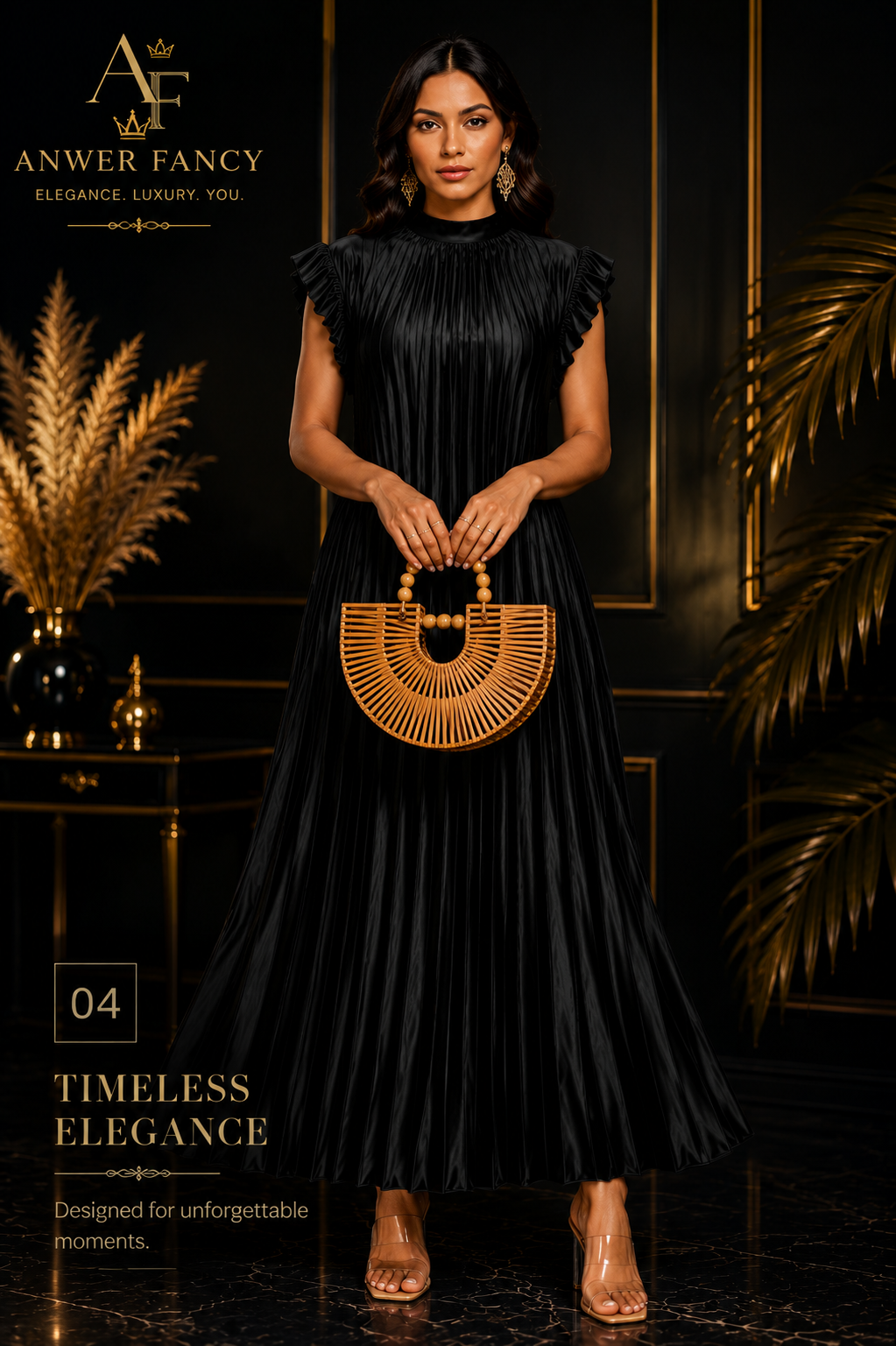 Midnight Satin Elegance Dress