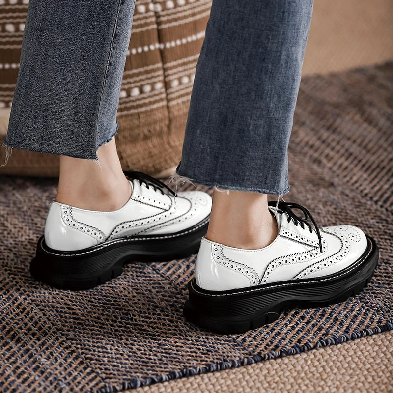 Women Cow Leather Oxfords – 2025