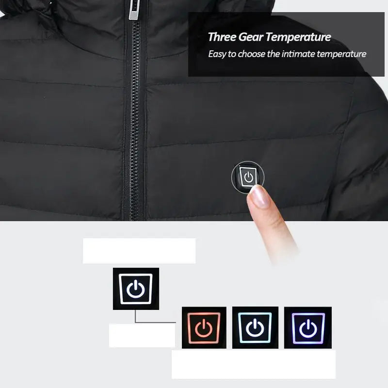 Men Heated Hooded Winter Parka