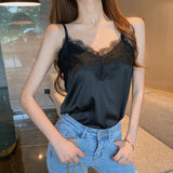 Women Lace Silk V-Neck Tank