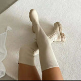 Women’s Thick Heel Stretch Velvet Over-the-Knee Boots