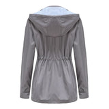 Purple Hooded Waterproof Women's Jacket – Spring Office Outerwear