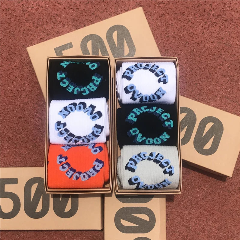 Men 3D Letter Socks 3 Pairs/Box
