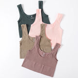 Set of five RibSculpt™ seamless ribbed camisoles in various colors, ideal for summer fitness and casual style.